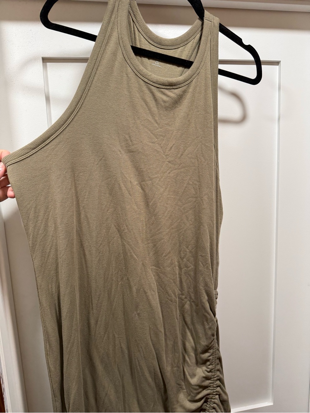 Old Navy Racerback Olive Green Ruched Tank Dress